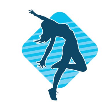 Hareketli bir kadın dansçının silueti. Dans eden zayıf bir kadının silueti..