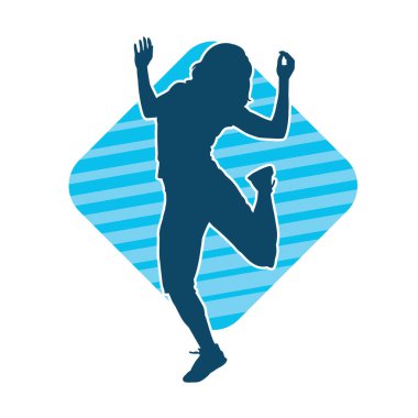 Hareketli bir kadın dansçının silueti. Dans eden zayıf bir kadının silueti..