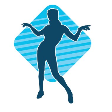 Hareketli bir kadın dansçının silueti. Dans eden zayıf bir kadının silueti..