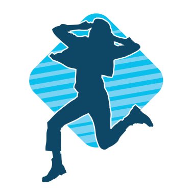 Hareketli bir kadın dansçının silueti. Dans eden zayıf bir kadının silueti..