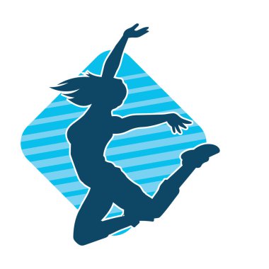 Hareketli bir kadın dansçının silueti. Dans eden zayıf bir kadının silueti..