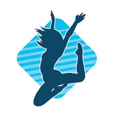 Hareketli bir kadın balerin silueti. Dans eden balerin kızın silueti..