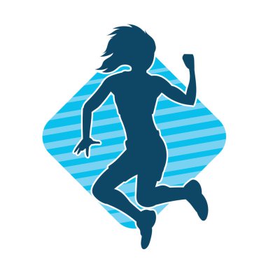 Hareketli bir kadın dansçının silueti. Dans eden zayıf bir kadının silueti..