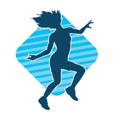 Hareketli bir kadın dansçının silueti. Dans eden zayıf bir kadının silueti..