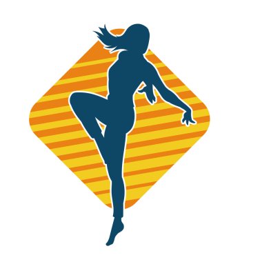 Hareketli bir kadın balerin silueti. Dans eden balerin kızın silueti..