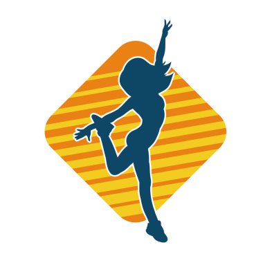 Hareketli bir kadın dansçının silueti. Dans eden zayıf bir kadının silueti..