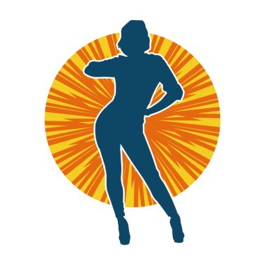 Dar kıyafetli genç, zayıf bir kadın modelin silueti. Dişi poziyonunda zayıf bir kadının silueti..