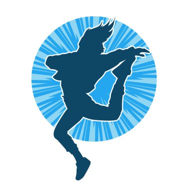 Hareketli bir kadın dansçının silueti. Dans eden zayıf bir kadının silueti..