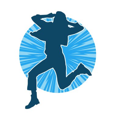 Hareketli bir kadın dansçının silueti. Dans eden zayıf bir kadının silueti..