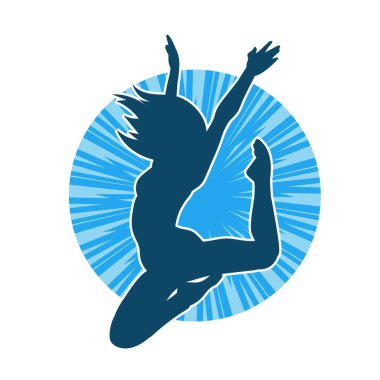 Hareketli bir kadın balerin silueti. Dans eden balerin kızın silueti..