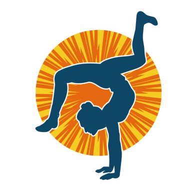 Hareketli bir kadın balerin silueti. Dans eden balerin kızın silueti..