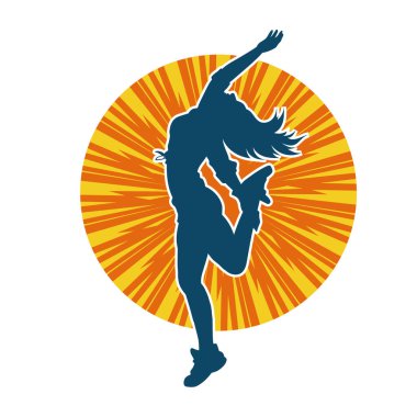 Hareketli bir kadın dansçının silueti. Dans eden zayıf bir kadının silueti..