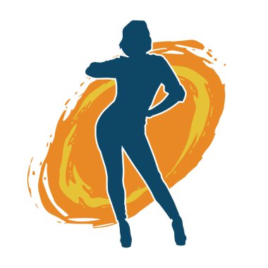 Dar kıyafetli genç, zayıf bir kadın modelin silueti. Dişi poziyonunda zayıf bir kadının silueti..