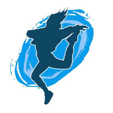 Hareketli bir kadın dansçının silueti. Dans eden zayıf bir kadının silueti..