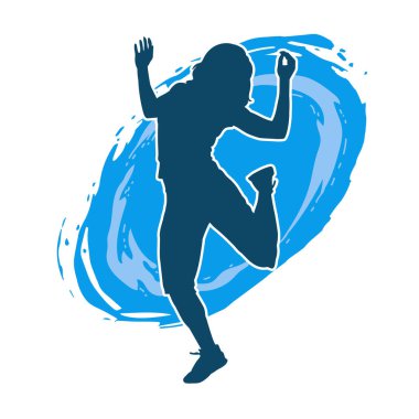 Hareketli bir kadın dansçının silueti. Dans eden zayıf bir kadının silueti..