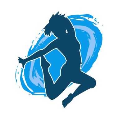 Hareketli bir kadın balerin silueti. Dans eden balerin kızın silueti..