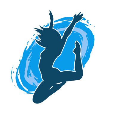 Hareketli bir kadın balerin silueti. Dans eden balerin kızın silueti..