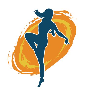 Hareketli bir kadın balerin silueti. Dans eden balerin kızın silueti..