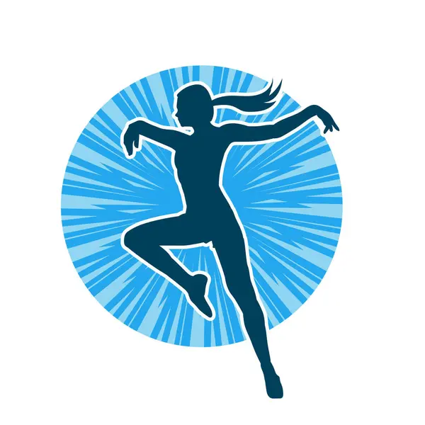 Hareketli bir kadın balerin silueti. Dans eden balerin kızın silueti..