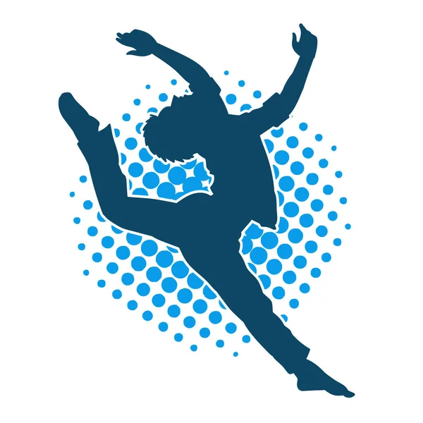 Hareket halindeki bir erkek dansçının silueti. Dans eden zayıf bir adamın silueti..