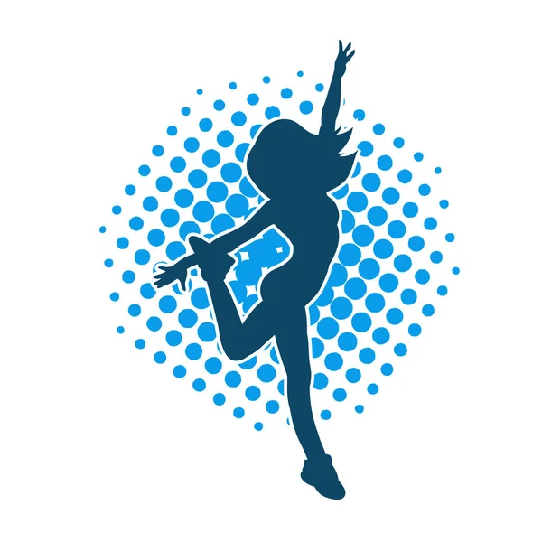 Hareketli bir kadın dansçının silueti. Dans eden zayıf bir kadının silueti..