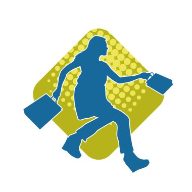 Sıska genç bir kadının silüeti alışveriş torbaları taşıyor..