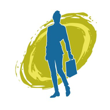 Sıska genç bir kadının silüeti alışveriş torbaları taşıyor..