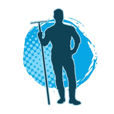 Çatal ya da zemin çatalı taşıyan bir erkek işçinin silueti