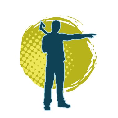 Balta taşıyan bir adamın silüeti. Balta taşıyan erkek bir oduncunun silueti..