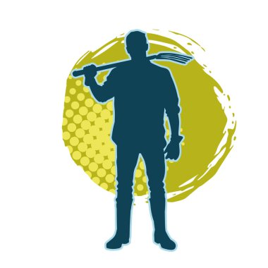 Çatal ya da zemin çatalı taşıyan bir erkek işçinin silueti