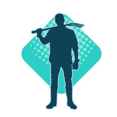 Çatal ya da zemin çatalı taşıyan bir erkek işçinin silueti