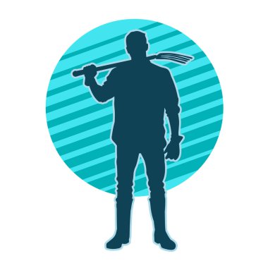 Çatal ya da zemin çatalı taşıyan bir erkek işçinin silueti