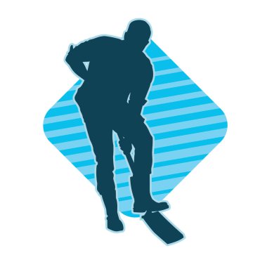 Kürek taşıyan bir işçinin silüeti. Bir işçinin hareket halindeki silueti kürek aracı kullanarak poz verir.