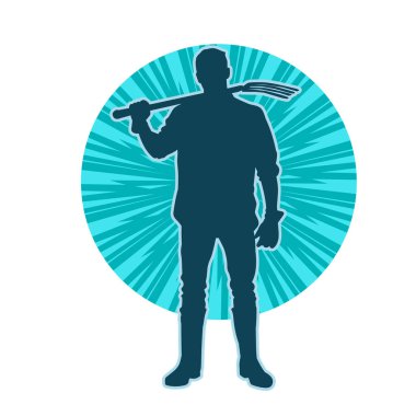 Çatal ya da zemin çatalı taşıyan bir erkek işçinin silueti