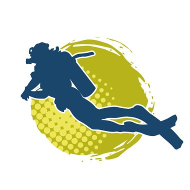 Erkek bir dalgıcın silueti. Dalış pozisyonunda bir adamın silueti..