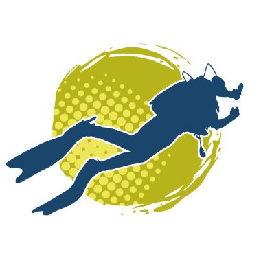 Erkek bir dalgıcın silueti. Dalış pozisyonunda bir adamın silueti..