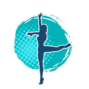 Hareketli bir kadın balerin silueti. Dans eden balerin kızın silueti..