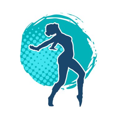 Hareketli bir kadın balerin silueti. Dans eden balerin kızın silueti..