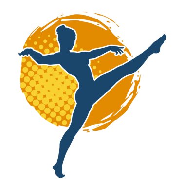 Hareketli bir kadın balerin silueti. Dans eden balerin kızın silueti..