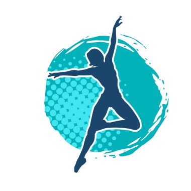 Hareketli bir kadın balerin silueti. Dans eden balerin kızın silueti..