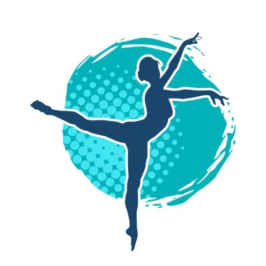 Hareketli bir kadın balerin silueti. Dans eden balerin kızın silueti..