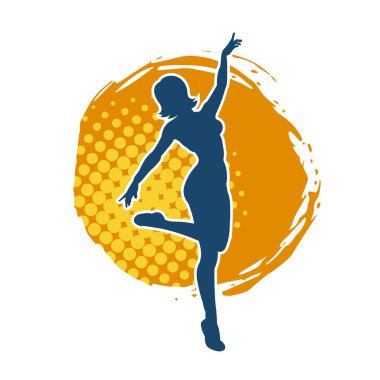 Hareketli bir kadın balerin silueti. Dans eden balerin kızın silueti..