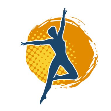 Hareketli bir kadın balerin silueti. Dans eden balerin kızın silueti..