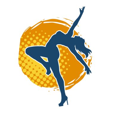 Hareketli bir kadın balerin silueti. Dans eden balerin kızın silueti..