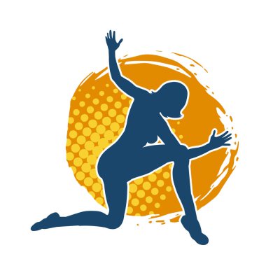 Hareketli bir kadın balerin silueti. Dans eden balerin kızın silueti..