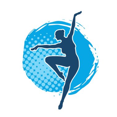 Hareketli bir kadın balerin silueti. Dans eden balerin kızın silueti..