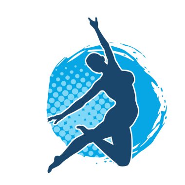 Hareketli bir kadın balerin silueti. Dans eden balerin kızın silueti..