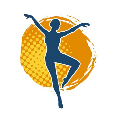 Hareketli bir kadın balerin silueti. Dans eden balerin kızın silueti..