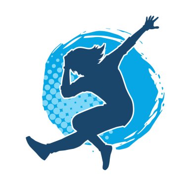 Hareketli bir kadın balerin silueti. Dans eden balerin kızın silueti..