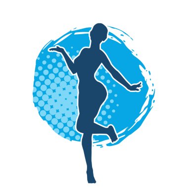 Hareketli bir kadın balerin silueti. Dans eden balerin kızın silueti..